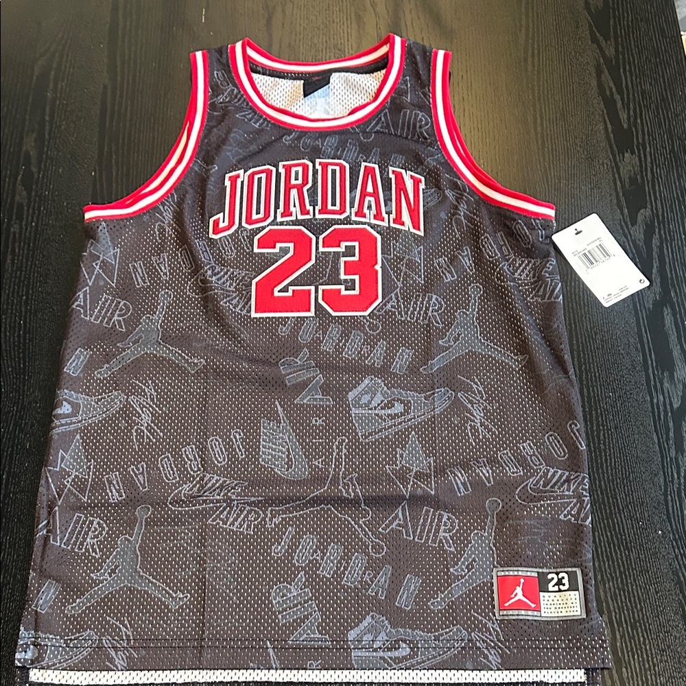 Jordan 23 Black and Red Basketball Jersey